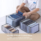 Wardrobe Clothes Organizer 7 Grids Portable Closet Organizer Mesh Separation Storage Box Foldable Closet Drawer Organizer for Underwear Socks Scarves Leggings (Grey, 2 Leggings Grid) - size: 2 Leggings Grid