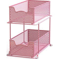 Simple Houseware 2 Tier Sliding Cabinet Basket Organizer Drawer, Pink - color: Pink, size: 1-Pack