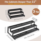 GOENDR Expandable Spice Rack Organizer for Cabinet, 3 Tier Metal Spice Organization,16"-29.5" Wide Adjustable Seasoning Organizer, Display Shelf, Canned Goods Organizer for Pantry Kitchen Countertop - size: Large-Black - Fits 10.9" Deep Cabinet