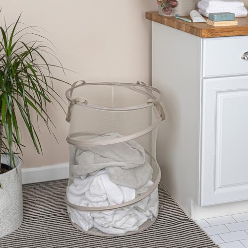 Household Essentials Pop-Up Mesh Laundry Hamper, Beige - color: Beige