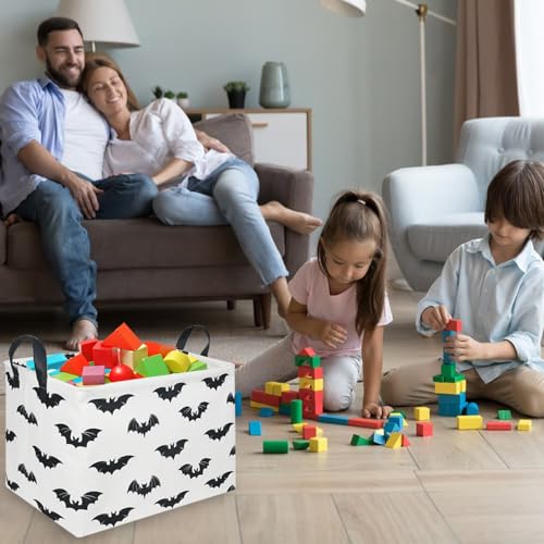 Halloween Batman Basket,Collapsible waterproof storage basket,Batman toy decor,Cute toy storage box Empty for kids,Organizer Containers for Kids Toys,bat room decor(Black bats) - color: Black bats