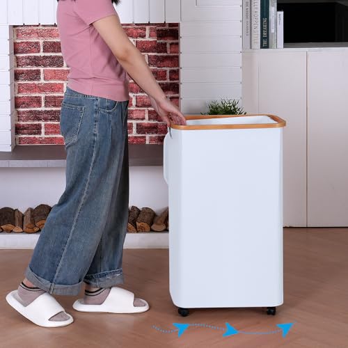 Laundry Basket with Wheels, 75L Clothes Hamper for Laundry, Laundry Hamper with Lid and Inner Bag, for Laundry Room, Bedroom, Dormitory Storage,White - color: White, size: 75L