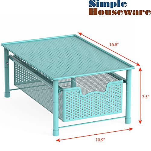 Simple Houseware Stackable Cabinet Basket Drawer Organizer, Turquoise - color: Turquoise, size: 1-Tier