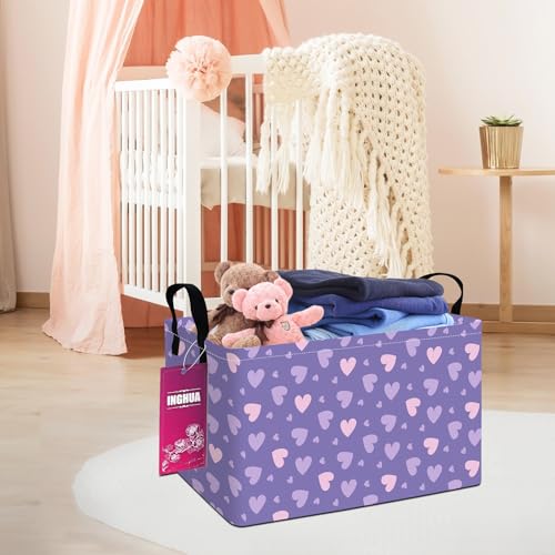 Rectangular Storage Basket Fabric Organizer Bin for Toys,Books,Clothes,Gifts,Pets-Perfect for Home,Office,Nursery,Dorm,Shelf(Rec-Purple hearts) - color: Rec-Purple hearts