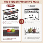 Sevenblue 2 Tier Large Fruit Basket for Kitchen Counter with 2 Mobile Banana Hangers, 2026 Pro Detachable Metal Fruit Bowl with Wooden Handle (Brown, 3 Tier) - color: Brown, size: 3 Tier