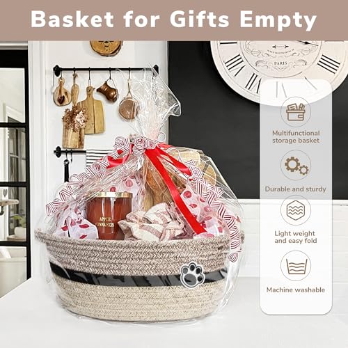 Dog Toy Basket Small Baskets for Gifts, Woven Baby Storage Basket for Towels, Toys, Storage Organizer Bins for Living Room, 12 x 8 x 5 inches - color: Brown Mix, size: 12"L x 8"W x 5"H