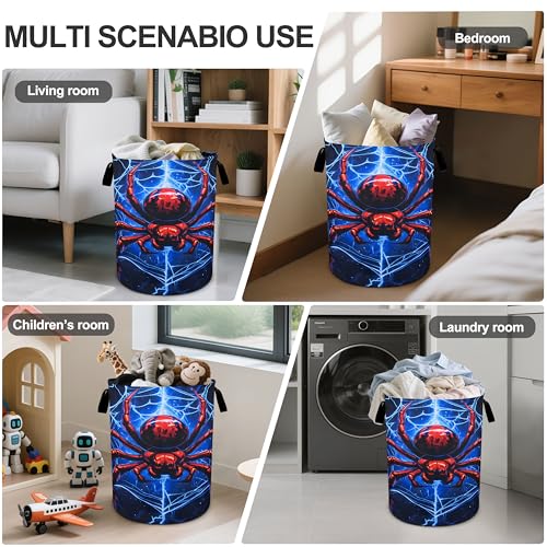 Halloween Web Laundry Basket Foldable Oxford Cloth Tote Bag Laundry Hamper Clothes Storage Bucket Organizer For Bathroom/Laundry Storage/Bedroom 19.6x15.7 Inch - color: Spider Web