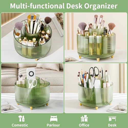 fanado 360° Rotate Makeup Brush Holder Organizer, Makeup Organizers Countertop, Makeup organization and Skincare Storage for Vanity, Desktop, Bathroom (Clear Green) - color: Clear Green