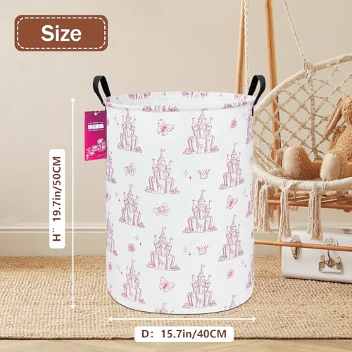 Laundry Hamper Large Canvas Fabric Lightweight Storage Basket/Toy Organizer/Dirty Clothes Collapsible Waterproof for College Dorms, Boys and Girls Bedroom,Bathroom(Shining castles) - color: Shining castles