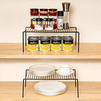 iPEGTOP Set of 6 Large (15.7 x 9.4 Inch) Kitchen Cupboard Organiser, Freezer Cabinet Storage Metal Shelf Wire Rack, Rustproof Steel Shelves for Fridge Pantries Countertops Utensils, Black - color: Black