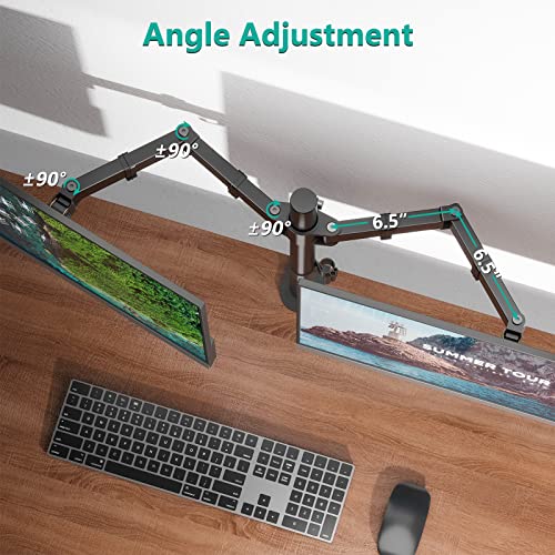 WALI Dual Monitor Stand for Desk, Dual Monitor Mounts for 2 Monitors up to 27 inch, 2 Monitor Desk Mount Holds up to 22 lbs, Height Adjustable Swivel Tilt Rotation, 75x75/100x100mm (M002), Black - size: Dual, style: C-Clamp