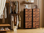Furnulem Bedroom Dresser with 7 Drawers,Tall Industrial Fabric Chest of Drawers, Vertical Storage Tower Bedside Furniture in Living Room,Closet,Entryway-Sturdy Steel Frame(Rustic Brown) - color: Rustic Brown, size: 11.8"D x 15.8"W x 43.3"H (7 Drawers)