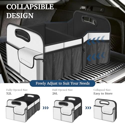 Femuar Car Trunk Organizer, Car Storage Organizer with Large Capacity Waterproof Collapsible Trunk Organizer for Car Suv/Jeep/Sedan (Beige, Standard) - color: Beige, size: Standard