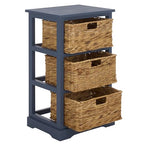 SAFAVIEH Home Collection – Halle Blue 3-Drawer Basket Storage Side Table, Coastal Accent Design, Fully Assembled (AMH5738H) - color: Blue