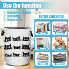 Cute Black Cat Laundry Basket, Laundry Hamper Collapsible Oxford Cloth with Handle Clothes Toy Storage Bin for Bathroom Laundry Room Bedroom 15.7 X 20 Inch - color: Cute Black Cat