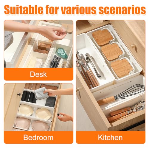 MiOYOOW Multifunctional Drawer Organizer, Adjustable Expandable Storage Bin, Kitchen Utensils Holder Tray with Dividers for Bathroom Bedroom Wardrobe Office - color: Narrow