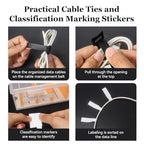 Klmnop 2 Pack Cable Organizer Box with 20 Wire Ties 30 Cable Labels, Clear Plastic Cord Storage Box with Lid, Phone Charger Organizer for Home Office Desk Drawer(Clear)