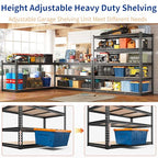 REIBII 48" W Garage Shelving Heavy Duty, 3000LBS Storage Shelves, 5-Tier Adjustable Metal Shelving, Garage Shelves Sturdy Industrial Shelf, Easy Assemble, 72" H x 48" W x 18" D - size: 48" W x 72" H x 18" D