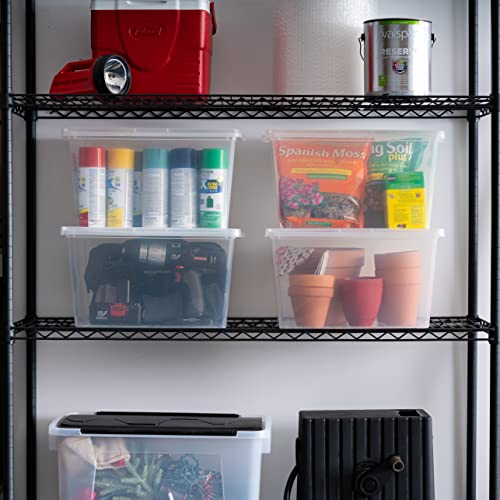 IRIS USA 4-Pack Storage Bins with Lids, 25 Quart, Clear Stackable Containers Box Organize Shoes Closet Shelves Clothes Blankets Towels - BPA-Free Plastic - size: 25 Qt, style: 4 Pack