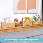 VATIMA Hyacinth Large Wicker Basket 15.5x10.8x6.2" - Rectangular, Wooden Handles, Shelf Organizer - color: Water Hyacinth, size: Large (15.5"L x 10.8"W x 6.2"H)
