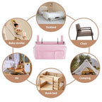 YOUDENOVA Bedside Caddy with 5 Pocket, Bedside Storage Organizer for College, Dorm Bed, Bunk Bed, Pink