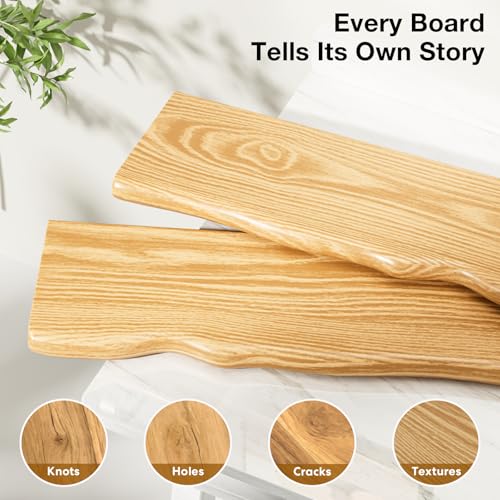 Floating Shelves for Wall 24 Inch Wooden Floating Shelves Live Edge Shelf with Unique Natural Grain Wall Mounted Rustic Pine Wood Shelf for Living Room Bedroom Kitchen Bathroom (Natural) - color: Natural, size: 24 inch - 2pcs