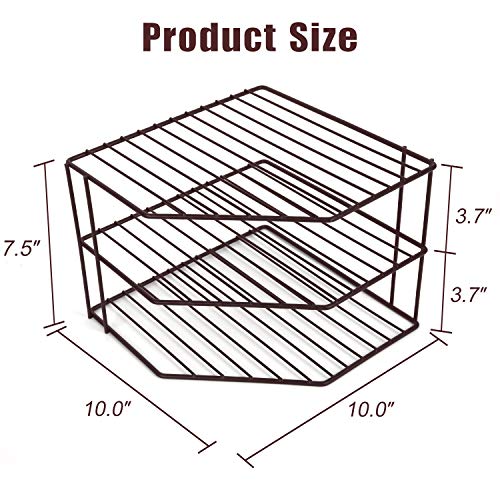 3-Tier Corner Shelf Counter and Cabinet Organizer - Steel Metal Wire - Rust Resistant - Plates, Dishes, Cabinet & Pantry Organizer - Kitchen Organization (10 x 7.5 Inch)(Black) - color: Bronze