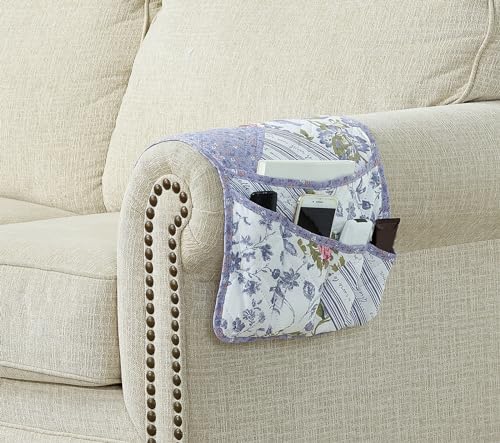 Brilliant Sunshine Rose Violet Patchwork Couch Armrest 5 Pockets Organizer, Slip Resistant Recliner Armchair Caddy, Washable Remote Controls Holder, Storage for Magazine, Tablet, Phone, Rose Violet - color: Rose Violet