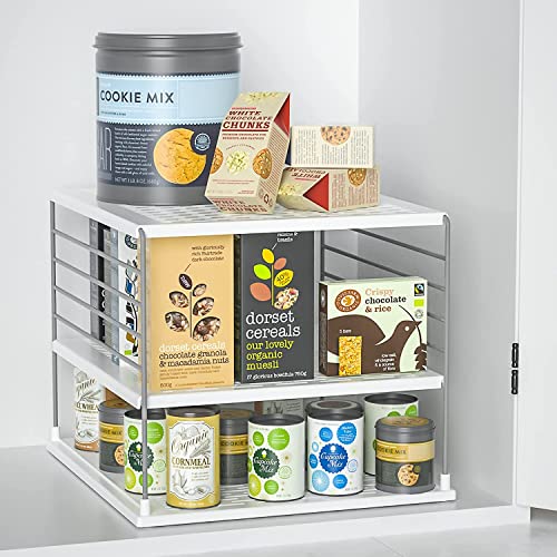 2 PACK Cabinet Organizer for Foil and Plastic Wrap- Divided Compartment Holder for Kitchen Bag- Upgraded Kitchen&Counter &Pantry Organizers and Storage(White&Gray) - color: White With Gray