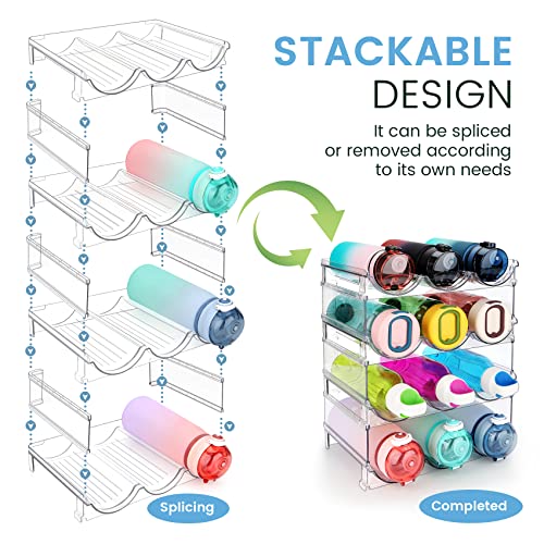 spospo Water Bottle Organizer for Cabinet, 4 Pack Water Bottle Organization and Storage Shelf, Plastic Water Bottle Holder Rack for Fridge, Kitchen, Desktop - size: 4 Pack