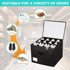 Shoe Organizer for Closet, Fits up to 12 Pairs, Foldable Shoe Storage Containers with Clear Cover, Large Adjustable Shoe Box Organizers, Space Saving Shoes Holder