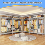 Raybee 88.2" W Clothes Rack Heavy Duty Clothing Racks for Hanging Clothes Extra Wide Portable Closet Loads 1200LBS Freestanding Garment Rack for Bedroom 88.2" W x 75.6" H x 15.7" D, White - color: White, style: NO COVER