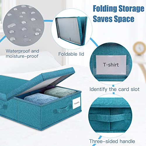 Supowin Underbed Storage Containers Bin with Lids (2pcs) Large Under Bed Storage Organizer Box with Handle, Foldable Under the Storage Bags for Organizing Clothes, Shoes, Blankets, Pillows-Cyan blue - color: I-Cyan blue