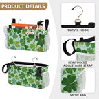 Bedside Caddy Hanging Bunk Bed Caddy Bed Organizer Hanging Pocket with 2 Hooks Bedside Storage Organizer Pocket Bag Holder Green Nature St Patrick Clovers - color: Green Nature St Patrick Clovers