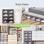 8 Pack XL Shoe Storage Box Organizer,Drop Side Large Shoe Boxes Clear Plastic Stackable Container,Magnetic Sneaker Display Case, Fit up to US 13（13.4”x 10.6”x 8.3”(8 Pack Black) - color: XL 8 Pack Black