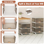 Giantex 3 Tier Stackable Storage Bins with Lids, 13.5 Gal Foldable Shoe Storage Box with Detachable Wheels & Flip-Up Doors, Collapsible Closet Organizers and Storage Bins - size: 13.5Gal-3Pack
