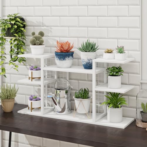 ELITEROO Desk Bookshelf, 4 Tier Wood Desktop Bookshelf, Adjustable Table Top Book Shelf and Storage Rack for Office Supplies, Dorm, Home Office, White - color: White