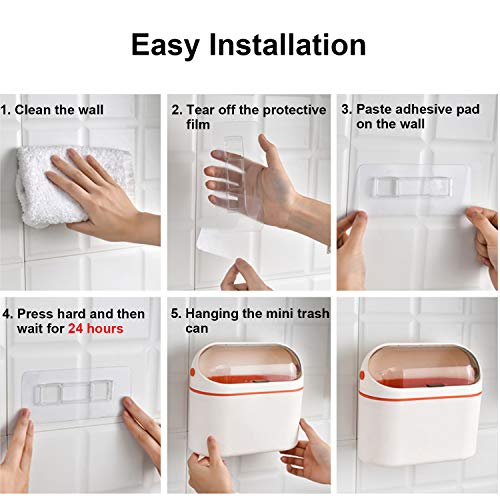 LALASTAR Lint Bin, Mini Desktop Trash Can with Lid for Office Countertop, Mountable Tiny Wastebasket for RV, Dorm, Freezer, Laundry and More (Orange) - color: Orange