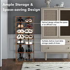 COSTWAY 7 Tiers Shoe Rack, Double Rows Vertical Tall Narrow Patented Shoe Organizer, Free Standing Shoe Rack for Small Space, Entryway, Closet, Living Room, Bedroom (Rustic Brown) - color: Rustic Brown