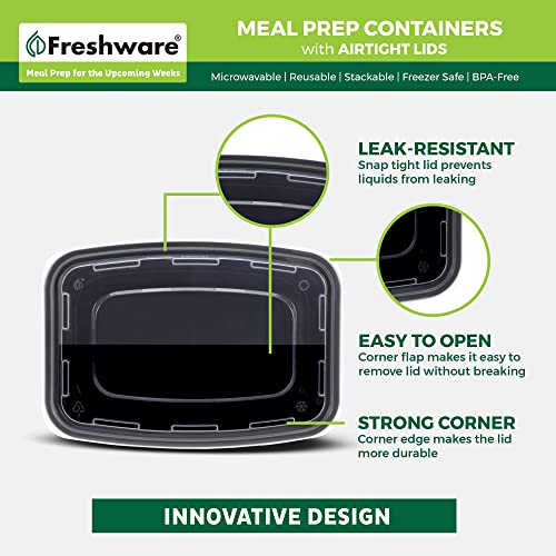 Freshware Meal Prep Containers [50 Pack] 1 Compartment Food Storage Containers with Lids, Bento Box, BPA Free, Stackable, Microwave/Dishwasher/Freezer Safe (28 oz) - size: 28 oz