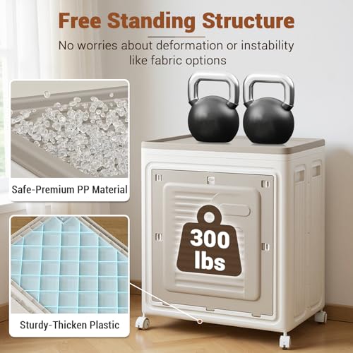Garvee Rolling Laundry Hamper with Lid, 150L Large Capacity Clothes Hampers Plastic Collapsible Laundry Baskets with Wheels Collapsible Sturdy Storage Organizer Boxes Bins Baskets Chest - size: 150L