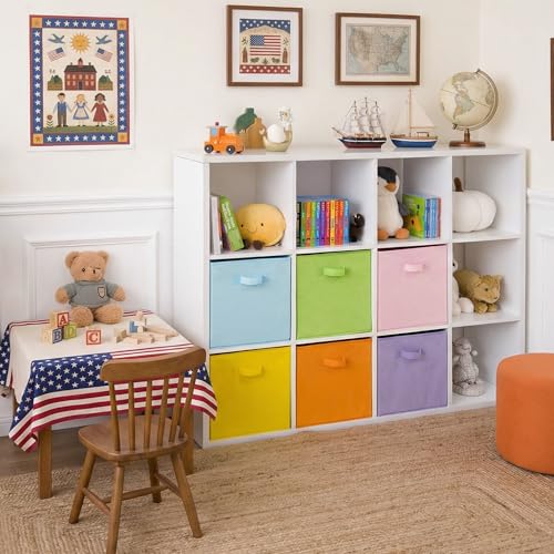 Cupic Cupid 13 Inch Storage Cube, Fabric Cube Storage Bin with Handles, Storage Cube Organizer for Clothes and Toys, Collapsible Cube Bins for Closet, Shelves, Nursery, 6-Pack, Pastel Colors - color: Pastel Colors, size: 13 Inch