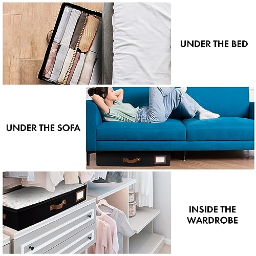 HOMELUX THEORY 2pc Under Bed Storage Containers, Bedroom Under the Bed Drawer Storage Organizer with Bins and Lids, Medium Underbed Clothes Storage Box Ideal for Blanket, Fabric, & Shoes (Black) - color: Black, size: Medium (2pc)