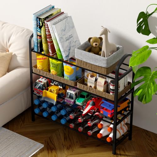 YSSOA 4-Tier Stackable Shoe Rack, 12-Pairs Sturdy Shoe Shelf Storage, Black Shoe Tower for Bedroom, Entryway, Hallway, and Closet - size: 24 x 08 x 24, 4-Shelf