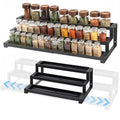 3-Tier Spice Rack Organizer for Kitchen Cabinet or Pantry, 16"-29" Expandable Spice Organization Shelf, Seasoning Organizer, Metal Display Shelf, Slip-Resistant Design for Jars and Bottles, Black - size: Small-Black- Fits 9.25" Deep Cabinet