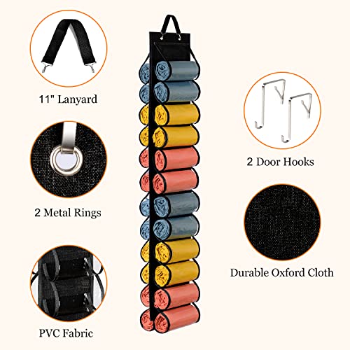 Lirex Hanging Yoga Legging Storage Organizer with 24 Pockets, Foldable Oxford Cloth Hanging Closet Organizer Shirts Jeans Storage Hanger Socks Holder for Family Closet Bedroom, Black - color: Black