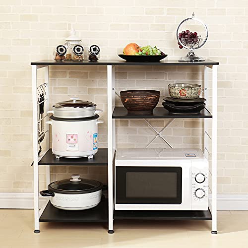 soges Kitchen Standing Baker's Rack, Utility Microwave Oven Stand, Multi-Layers Kitchen Storage Cart Workstation Shelf, Coffee Cart, Black - color: Black