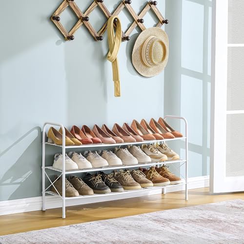 Hoctieon 3 Tier Durable Mesh Style Shoe Rack, Entryway Shoe Shelf, Shoe Rack FreeStanding, Shoe Storage Organizer, Shoe Rack for Closet, Space Save For bathroom, Hallway, Bedroom, Living Room, White - color: White, size: 3 Tier