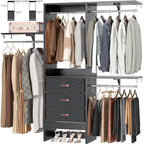 Armocity 5FT Small Closet System with 3 Fabric Drawers, 60 Inches Walk In Closet Organizer System With 3 Adjustable Shelves, Heavy Duty Clothes Rack Built-In Garment Rack, 59" L x 16" W x 71" H, Black - color: Black