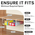 Simple Houseware Under Shelf Basket, White – 2-Pack Space-Saving Storage Organizer for Kitchen, Pantry, Closet, Office – Wire Metal Shelf Organizer, No Tools Required - size: 2 Pack